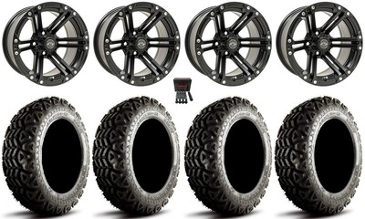 GTW Specter 14'' Golf Cart Wheels Black 23'' Street Blade Tires Yamaha