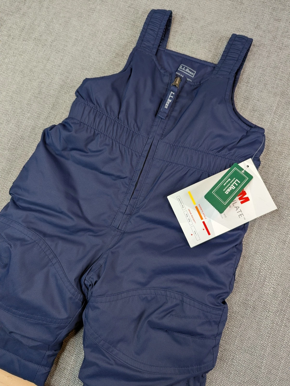 NWT LL Bean Cold Buster Bib Unisex Toddler 6-12M Snow Pants Overalls Grow Cuffs