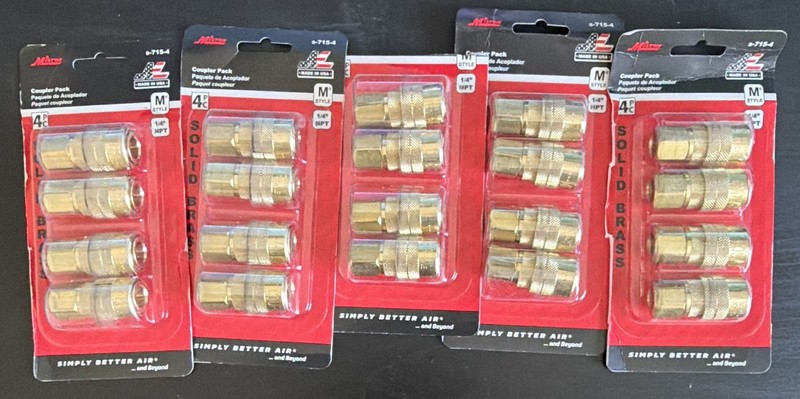 Lot of 5: Milton S-715-4 Brass Female Coupler Pack 1/4" NPT 4pcs - BRAND NEW