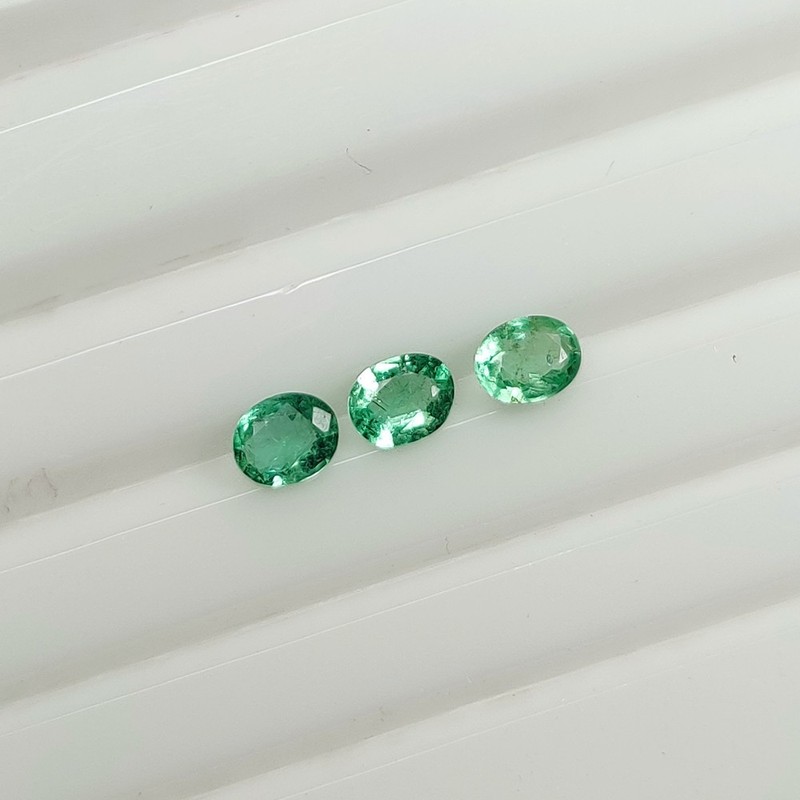 0.83 Ct Natural Zambian Green Emerald  Beautiful Oval Cut Set - G- 175