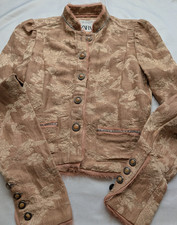 Zara 2020 Collection 07 Beige Cropped Button Up Linen Blend Blazer Jacket Small