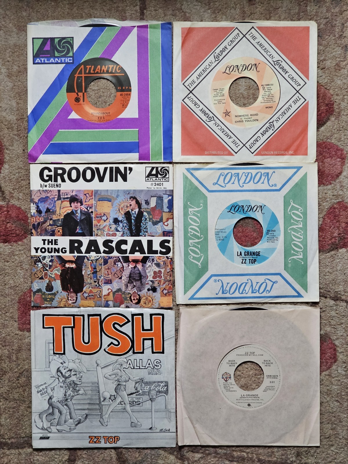 Lot 6 Rock 45's Yes, Chris Youlden, The Young Rascals, ZZ Top (3)