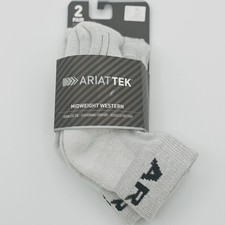Ariat 1/4 Crew Socks 2 Pack Gray cushion seemless unisex XL