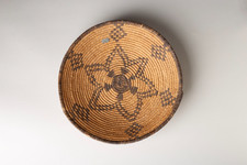 Apache Coiled Tray, Radiating Star Center Design, Metal Tag, Circa 1900