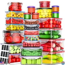 RockBerry 50-Pack Extra-Large Airtight Food Storage Containers, 85 OZ, BPA-Free