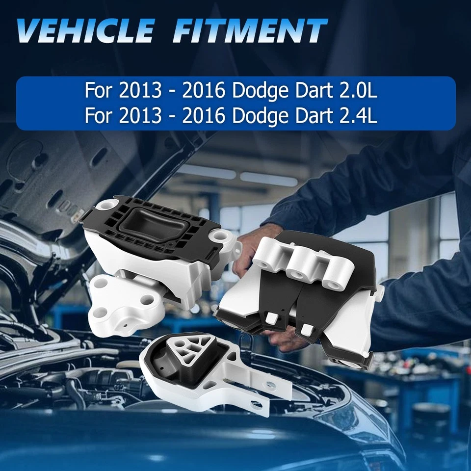 Engine Mounts & Automatic Transmission Mount 3PCS for Dodge Dart 16-13 L4-2.0L Foto 3 de 4