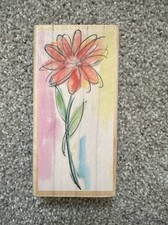 Flower Wooden Rubber Stamp, 2 X 4 , New