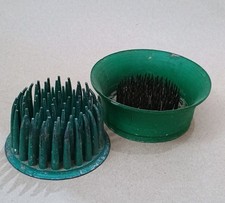 2 Vintage Cast Iron Flower Frogs Curry MFG Los Angeles USA Heavy Pieces