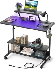 Height Adjustable Standing Desk with Power Outlets and LED Lights - 32" Manua...