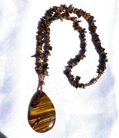 Tiger Eye All Natural Stone Statement Necklace View 3