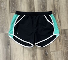 Under Armour Women's Fly-By 2.0 Athletic Shorts Black/Teal Lined Sz Medium
