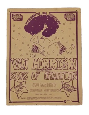 Van Morrison Original Handbill Flyer Groovy Caricature Purple 1972 Rare !! Wow!!