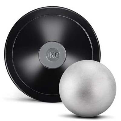 2 Pack Shot Put and Rubber Discus Set, 8.8 lb Iron Shot Put Ball 1 kg Training 