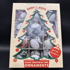 2005 CHRISTOPHER RADKO SHINY BRITE TINSEL SNOW TOPPED BALLS 4012680 SET OF 12