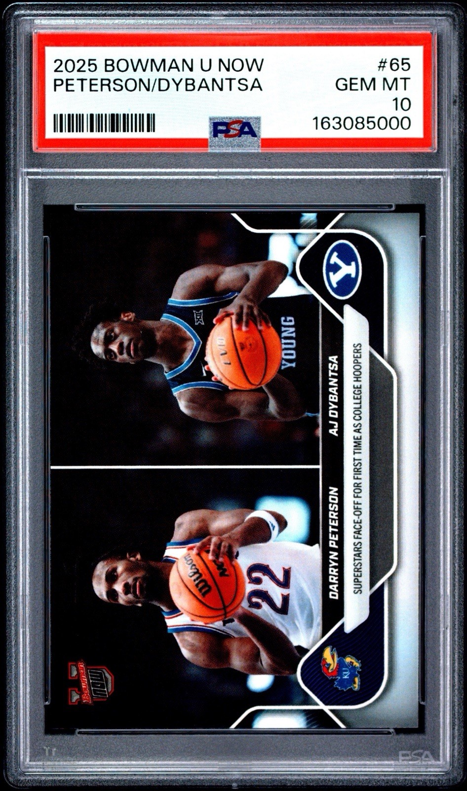 (1) 2025 BOWMAN U NOW DARRYN PETERSON & AJ DYBANTSA #65 PSA 10 QTY AVAIL