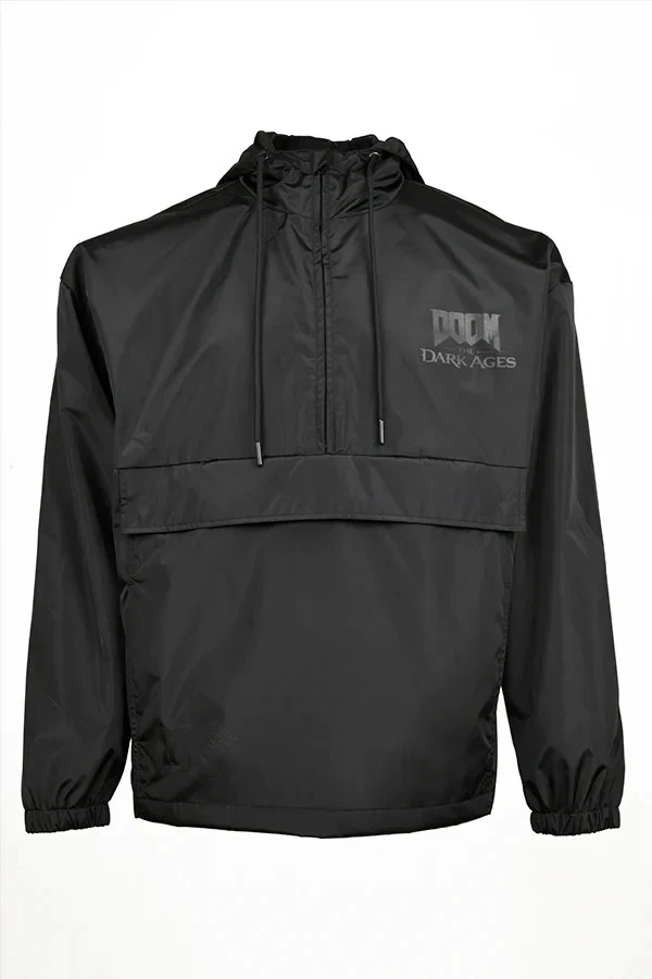 DOOM: The Dark Ages Logo Shield Saw Anorak Black Unisex Jacket Official