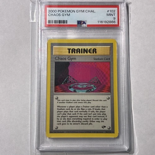 PSA 9 - Pokemon Card - Gym Challenge 102/132 - CHAOS GYM (rare) - MINT