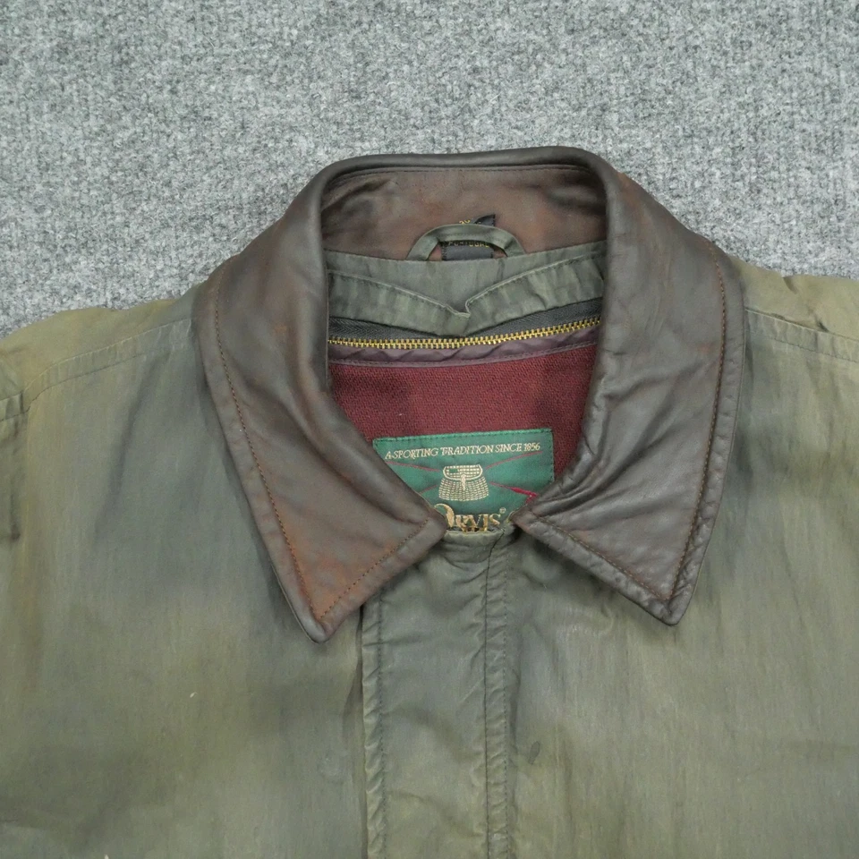 Chaqueta de Colección Orvis Para Hombres 2XL Verde Lana Envejecida Forrada Exterior Bombardero Foto 4 de 4