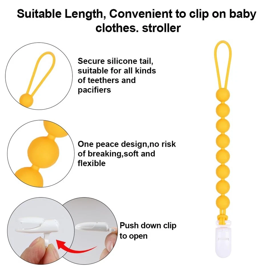 Baby Food Grade Silicone Carrier Vehicle Teether Toy with Pacifier Clip Holde... - Image 3 of 4