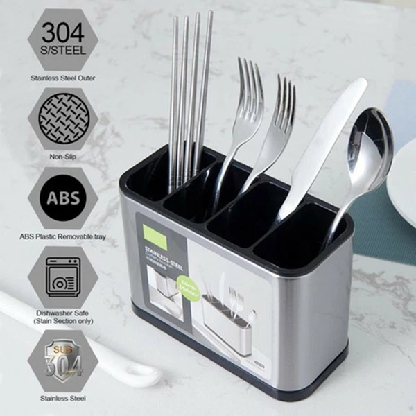 Kitchen Cutlery Organizer Box Storage Rack Spoon Holder Fork Chopsticks Drainer