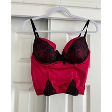 Gilligan  O'malley Red  Black Push-up Lace Corset Size XL