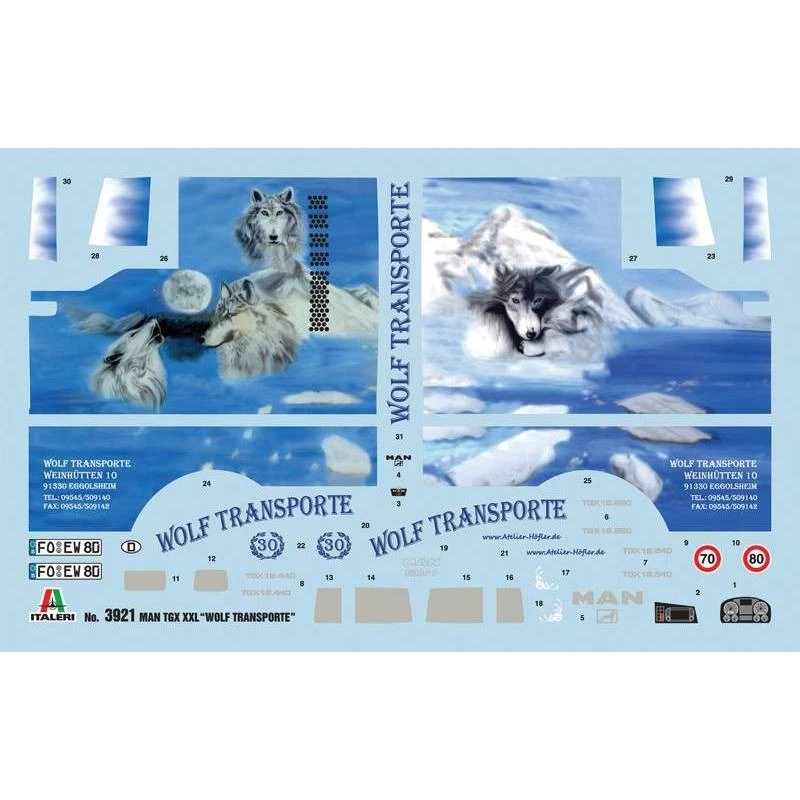 Modellino Camion Man Tgx XXL Wolf Trasporti " ITALERI 3921 1:24 Modellino Char - Immagine 3 di 4