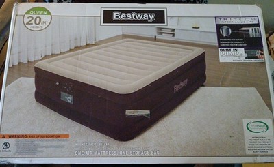 Bestway Maroon 20''Queen Air Mattress Built-in Pump Automatic Inflation Deflation