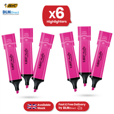 6x BIC Marking Highlighter Flat Marker Neon Pink für präzise & fette Aufgaben