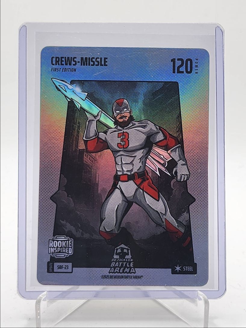 DYLAN CREWS MISSLE 2025 BO JACKSON BATTLE ARENA STEEL FIRST SILVER FOIL Q5918