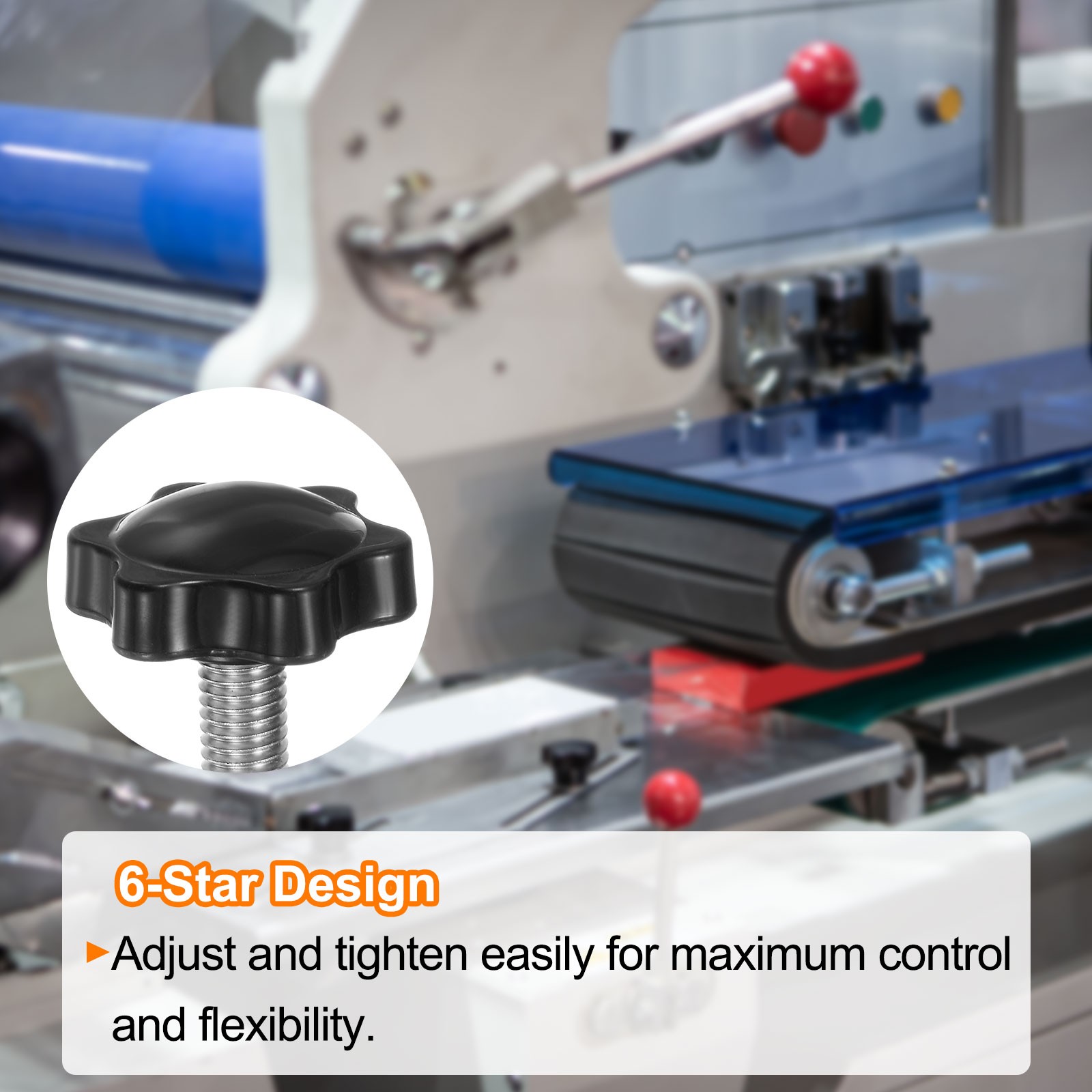 2pcs Star Knobs M8 x 25mm 304 Stainless Steel Stud 46mm 6-Star Head Thumb Screw