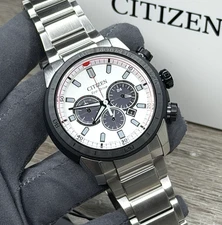 NEW✅ Citizen Eco-Drive Brycen Silver And Black Steel Men's Watch 48MM CA4188-81A