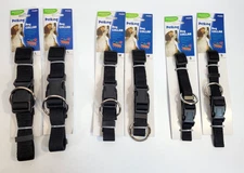LOT OF 2 New Petking Dog Collar Black Adjustable Neck S,M,L (PK805)