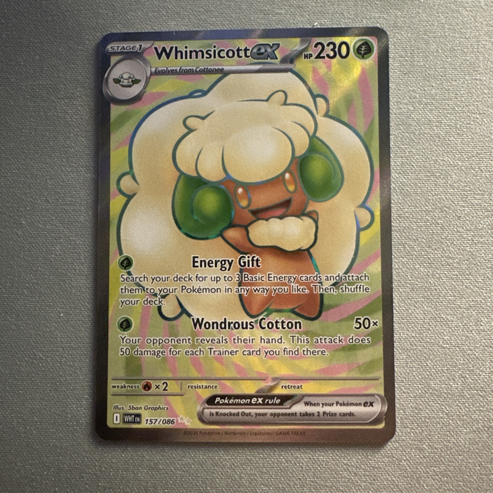 Pokemon White Flare Whimsicott Ex 157/086 Ultra Rare English Pack Fresh