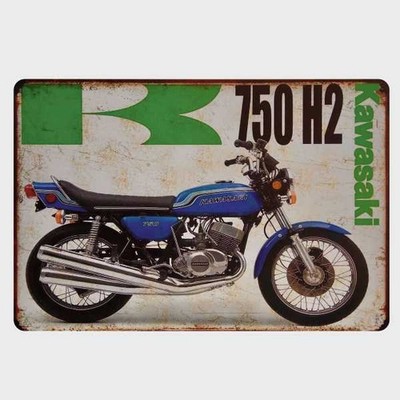 Blechschild Kawasaki 750 H2 Vintage Nostalgie Metallschild TEL4036