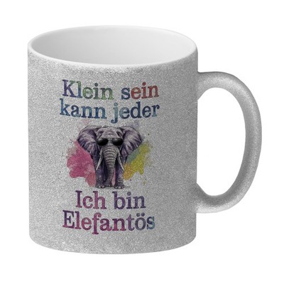 Elefant mit Sonnenbrille Glitzer-Kaffeebecher - Ich bin elefantös