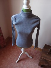 Damen Rollkragenpullover Rippstrick Blau Stretch Green Jeans Gr. M