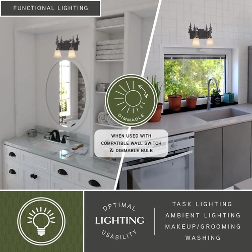 Vaxcel USA VL55402BBZ Bryce 2 Light Rustic Bathroom Vanity Lighting Fixture in - Picture 3 of 11