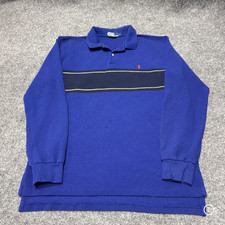Vintage Polo Ralph Lauren Rugby Knit Long Sleeve Pony Shirt Men Large Cotton