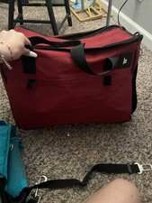 Red Soft-Sided Fabric Mesh Cat Carrier Bag with Mesh Panels and Shoulder Strap