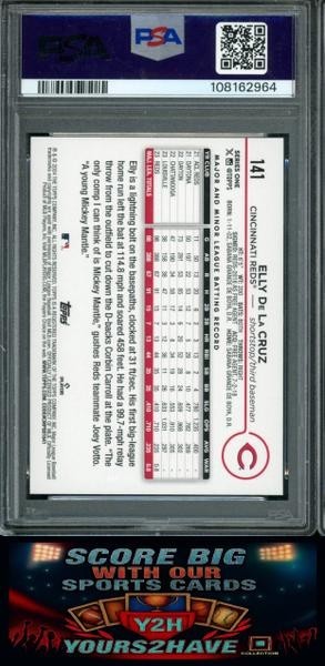 Elly De La Cruz ROOKIE PSA 10 GEM - 2024 Topps #141 HOLIDAY RC - Cincinnati Reds view 2