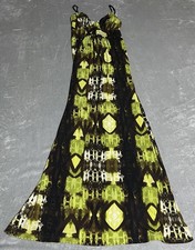 Y2K Volume One Maxi Dress Womens Small Green Brown Spaghetti Strap Boho