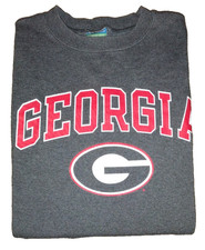 Champion Eco Fleece Youth/Teen Georgia Long Sleeve Gray Pullover Sweatshirt Sz S