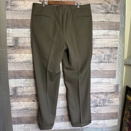 Christian Dior Monsieur Wool Pants Mens 40x30 Brown Pleated Hemmed Business - Picture 4 of 11