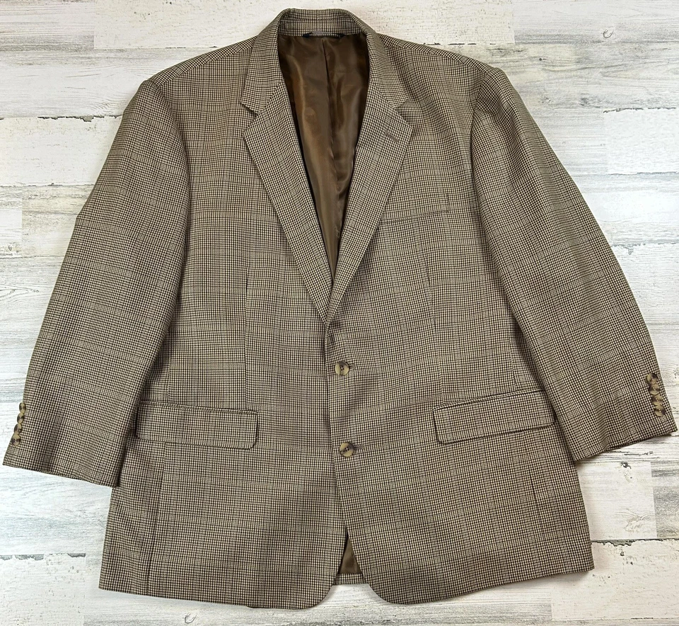 Abrigo Blazer Deportivo Croft & Barrow Chaqueta Para Hombre 46R Beige Pata de Gallo a Cuadros [A-2110] Foto 2 de 4