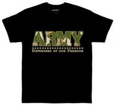 Army Defenders Military Veteran Patriotic Graphic T-shirt Gildan Heavy Cotton