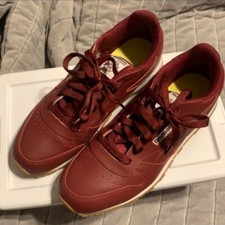 Reebok Classic Leather Youth 6 - Running Shoes Merlot/White/Gum RUNS LARGE 