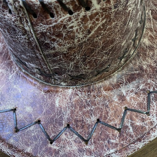 leather cracked Australian outback western hat Size Large - Imagen 4 de 6