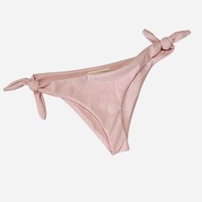 Mara Hoffman Light Baby Pink Ribbed Side Tie Low Rise Bikini Bottom