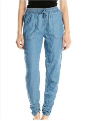 Thread & Supply Pants Womens Size L Joggers Tencel Blue Chambray Casual Light