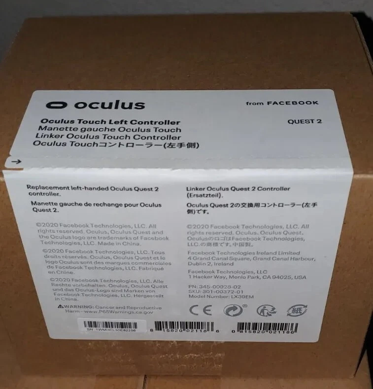 NEW Genuine Meta Oculus Quest 2 SEALED BOX Touch Controller LEFT Hand OEM - Image 4 of 4